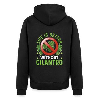 Coriander Day Coriander Hater Coriander - Unisex Premium Organic Zip Hoodie - black - Back - Nico (187cm)