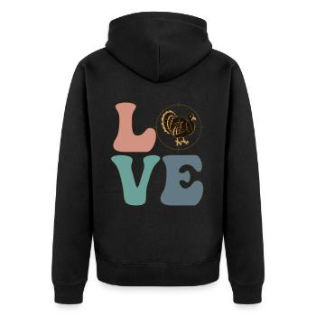 LOVE Turkey Hunter Truthahnjagd - Unisex Premium Bio Zip Hoodie - Schwarz - Hinten - Nico (187cm)