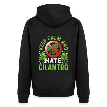 Coriander Day Coriander Hater Coriander - Unisex Premium Organic Zip Hoodie - black - Back - Nico (187cm)