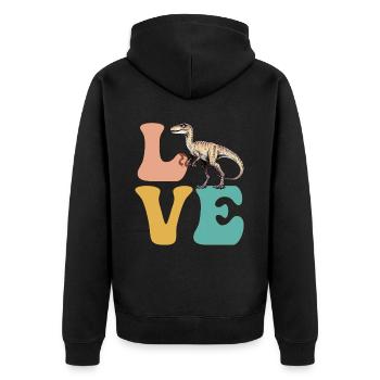 LOVE Velociraptor Dinosaure - Veste à capuche bio Premium Unisexe - noir - Dos - Nico (187cm)