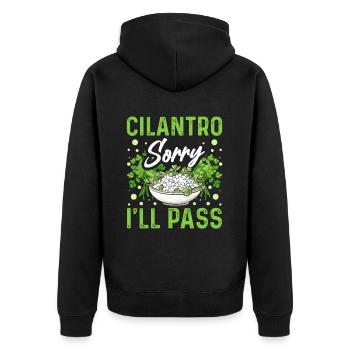 Coriander Day Coriander Hater Coriander - Unisex Premium Organic Zip Hoodie - black - Back - Nico (187cm)