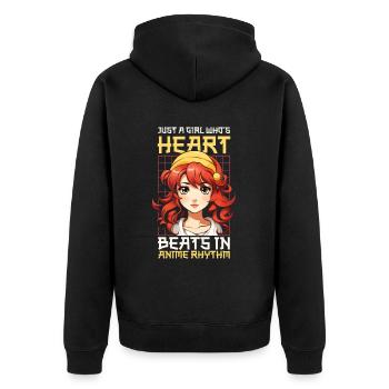 Anime Manga Anime Girl - Unisex Premium Bio Zip Hoodie - Schwarz - Hinten - Nico (187cm)