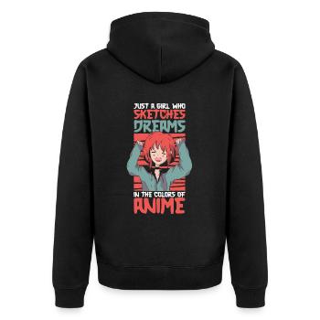 Anime Manga Anime Fille - Veste à capuche bio Premium Unisexe - noir - Dos - Nico (187cm)