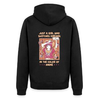 Anime Manga Anime Girl - Unisex Premium Bio Zip Hoodie - Schwarz - Hinten - Nico (187cm)