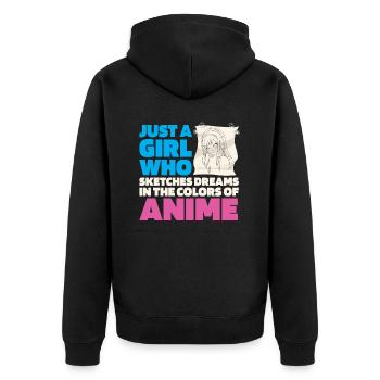 Anime Manga Anime Girl - Unisex Premium Bio Zip Hoodie - Schwarz - Hinten - Nico (187cm)