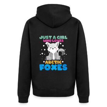 Niedliches Polarfuchs-Geschenk - Unisex Premium Bio Zip Hoodie - Schwarz - Hinten - Nico (187cm)