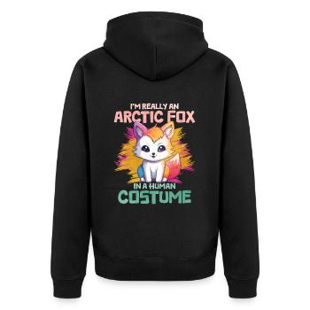 Niedliches Polarfuchs-Geschenk - Unisex Premium Bio Zip Hoodie - Schwarz - Hinten - Nico (187cm)
