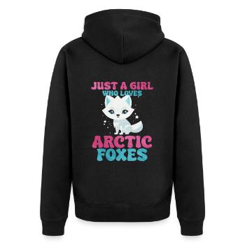 Niedliches Polarfuchs-Geschenk - Unisex Premium Bio Zip Hoodie - Schwarz - Hinten - Nico (187cm)