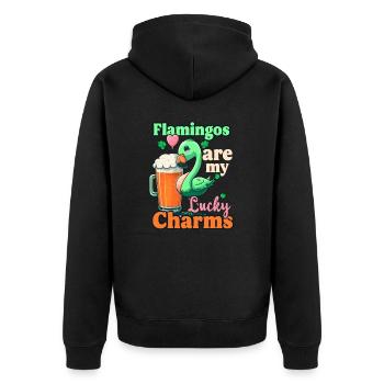 Flamant rose irlandais St Patricks flamants roses porte-bonheur - Veste à capuche bio Premium Unisexe - noir - Dos - Nico (187cm)
