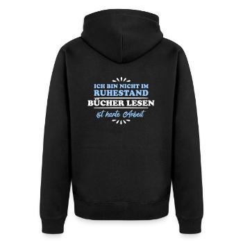 Pensionné de retraite Lecteur de livres de retraité - Veste à capuche bio Premium Unisexe - noir - Dos - Nico (187cm)