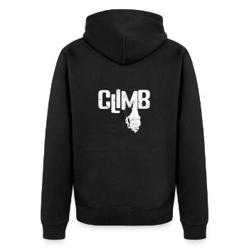 Climb Bouldern - Unisex Premium Bio Zip Hoodie - Schwarz - Hinten - Nico (187cm)