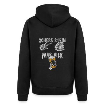 Schere, Stein, Paar, Bier - das perfekte Outfit - Unisex Premium Bio Zip Hoodie - Schwarz - Hinten - Nico (187cm)