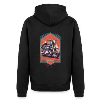 Moto Biker Streetwear Rétro Vintage Esthétique - Veste à capuche bio Premium Unisexe - noir - Dos - Nico (187cm)