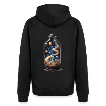 Outer Space in Bottle Boho Esthétique Streetwear - Veste à capuche bio Premium Unisexe - noir - Dos - Nico (187cm)