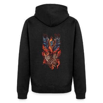 Iconic Mythical Creature Phoenix Bird Streetwear - Unisex Premium Organic Zip Hoodie - black - Back - Nico (187cm)