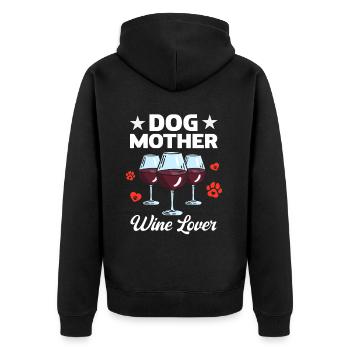 Mère canine et amoureuse du vin - Veste à capuche bio Premium Unisexe - noir - Dos - Nico (187cm)