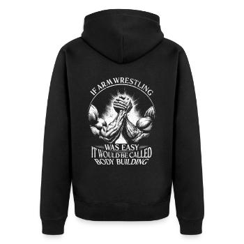 Armdrücken Armwrestling - Unisex Premium Bio Zip Hoodie - Schwarz - Hinten - Nico (187cm)