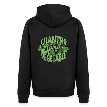 Coriander Lover Cilantro My Spirit Vegetable - Unisex Premium Organic Zip Hoodie - black - Back - Nico (187cm)