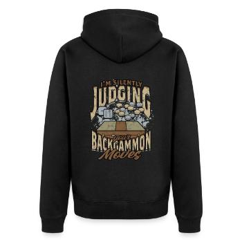 Je suis en train de juger silencieusement vos mouvements de backgammon - Veste à capuche bio Premium Unisexe - noir - Dos - Nico (187cm)