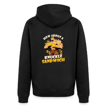 Boxing How About Knuckle Sandwich - Unisex Premium Organic Zip Hoodie - black - Back - Nico (187cm)