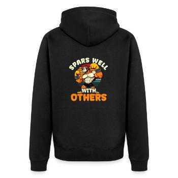 Boxing Spars Well With Others - Unisex Premium Organic Zip Hoodie - black - Back - Nico (187cm)
