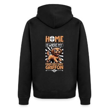 Zuhause - Griffon Fauve de Bretagne - Unisex Premium Bio Zip Hoodie - Schwarz - Hinten - Nico (187cm)