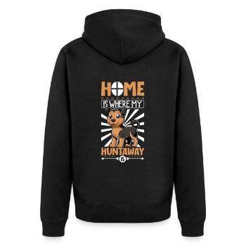 Home - Huntaway - Unisex Premium Organic Zip Hoodie - black - Back - Nico (187cm)
