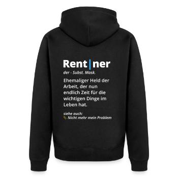 Rentner Definition Wörterbuch zum Ruhestand - Unisex Premium Bio Zip Hoodie - Schwarz - Hinten - Nico (187cm)