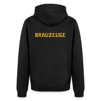 Brewman Beer Drinker - Unisex Premium Bio Zip Hoodie - Schwarz - Hinten - Nico (187cm)