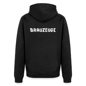 Brewware-biertrinker - Unisex Premium Bio Zip Hoodie - Schwarz - Hinten - Nico (187cm)