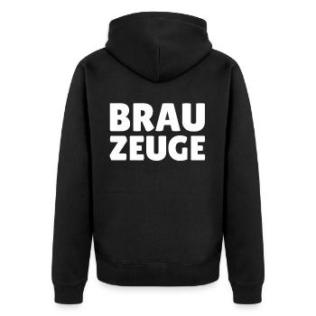 Brewman Beer Drinker - Unisex Premium Bio Zip Hoodie - Schwarz - Hinten - Nico (187cm)