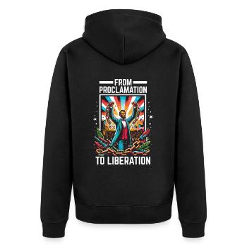 Proclamation d’émancipation Black Pride Juneteenth - Veste à capuche bio Premium Unisexe - noir - Dos - Nico (187cm)
