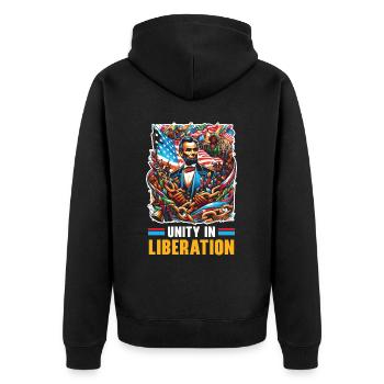 Proclamation d’émancipation Black Pride Juneteenth - Veste à capuche bio Premium Unisexe - noir - Dos - Nico (187cm)