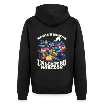 Mobilheim Wohnmobil Wohnwagen Park Rolling Home - Unisex Premium Bio Zip Hoodie - Schwarz - Hinten - Nico (187cm)