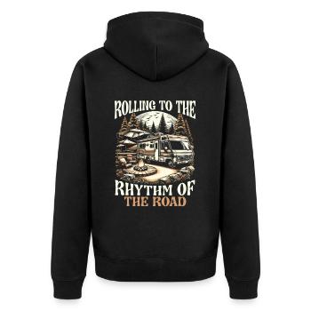 Mobile Home Motorhome Trailer Park Rolling Home - Unisex Premium Organic Zip Hoodie - black - Back - Nico (187cm)