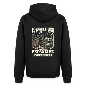 Mobile Home Motorhome Trailer Park Rolling Home - Unisex Premium Organic Zip Hoodie - black - Back - Nico (187cm)
