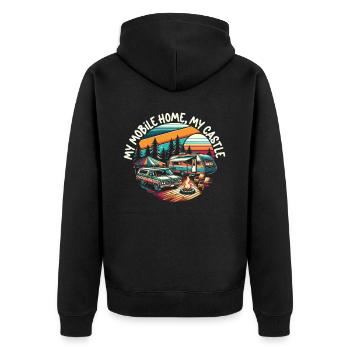 Mobile Home Motorhome Trailer Park Rolling Home - Unisex Premium Organic Zip Hoodie - black - Back - Nico (187cm)