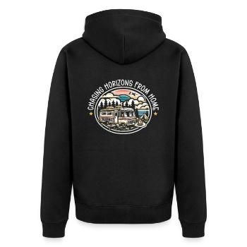 Mobile Home Motorhome Trailer Park Rolling Home - Unisex Premium Organic Zip Hoodie - black - Back - Nico (187cm)