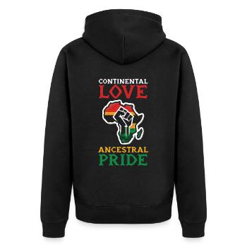 Panafrikanismus Afroamerikaner Afrika Wurzeln Schwarz - Unisex Premium Bio Zip Hoodie - Schwarz - Hinten - Nico (187cm)
