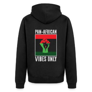 Panafrikanismus Afroamerikaner Afrika Wurzeln Schwarz - Unisex Premium Bio Zip Hoodie - Schwarz - Hinten - Nico (187cm)