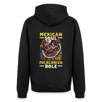 Ballett Folklorico Tänzer Mexiko Mexikanischer Tanz - Unisex Premium Bio Zip Hoodie - Schwarz - Hinten - Nico (187cm)
