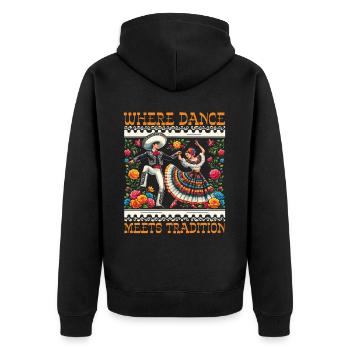 Ballett Folklorico Tänzerin Mexiko Mexikanischer Tanz - Unisex Premium Bio Zip Hoodie - Schwarz - Hinten - Nico (187cm)