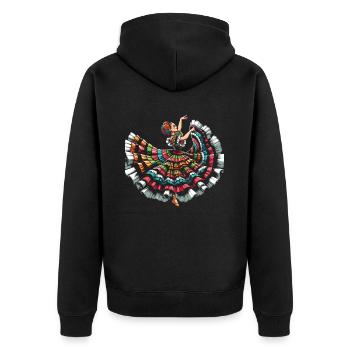Ballett Folklorico Tänzerin Mexiko Mexikanischer Tanz - Unisex Premium Bio Zip Hoodie - Schwarz - Hinten - Nico (187cm)