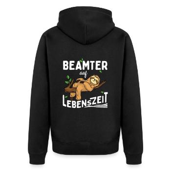 Beamter auf Lebenszeit Faultier - Unisex Premium Bio Zip Hoodie - Schwarz - Hinten - Nico (187cm)