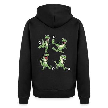T-rex Spielt Fußball Dinosaurier Fußballspieler - Unisex Premium Bio Zip Hoodie - Schwarz - Hinten - Nico (187cm)