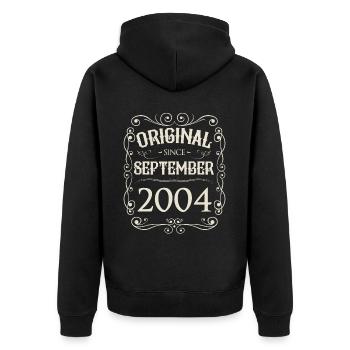 Vintage - Original depuis l'anniversaire de septembre 2004 - Veste à capuche bio Premium Unisexe - noir - Dos - Nico (187cm)