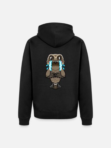 Daytime Sleeper Bird Kawaii Emoticon - Unisex Premium Organic Zip Hoodie - black