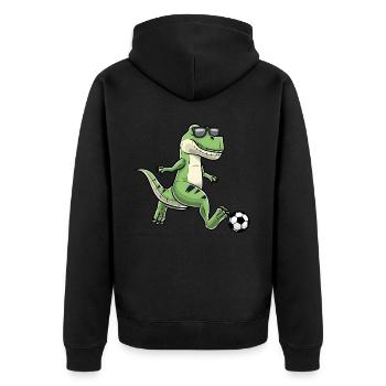 T-rex Spielt Fußball Dinosaurier Fußballspieler - Unisex Premium Bio Zip Hoodie - Schwarz - Hinten - Nico (187cm)