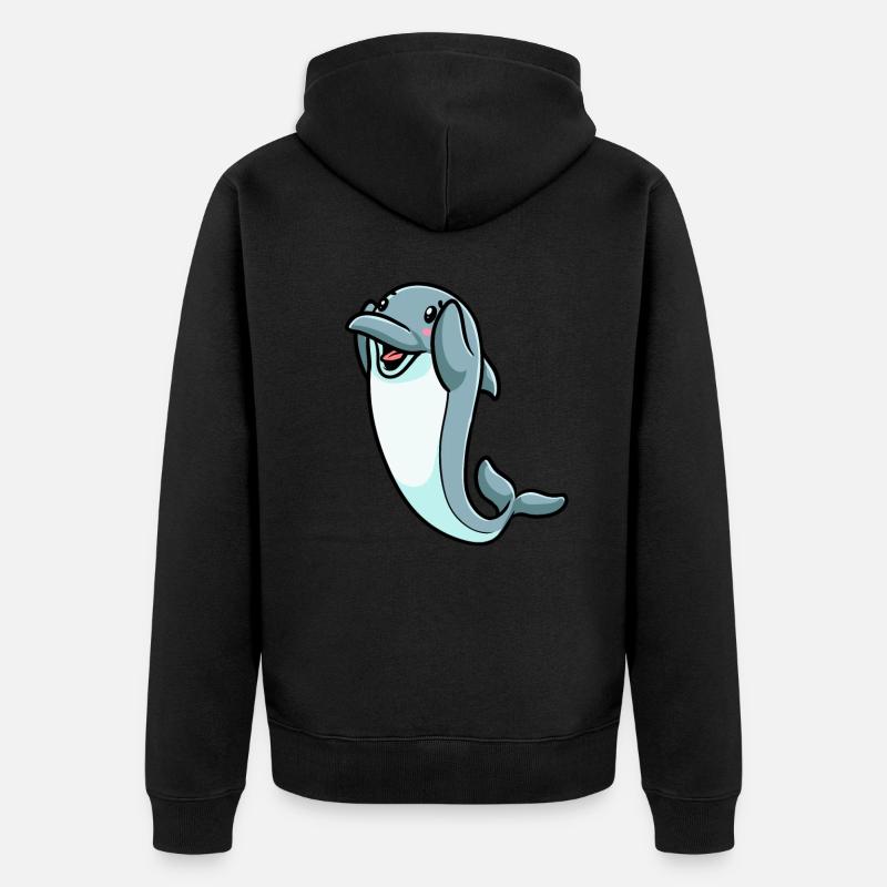 Émoticône de dauphin - Veste à capuche bio Premium Unisexe - noir