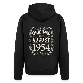 Vintage - Original since August 1954 Geburtstag - Unisex Premium Bio Zip Hoodie - Schwarz - Hinten - Nico (187cm)